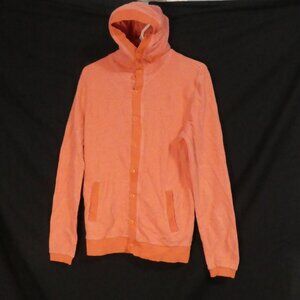 H&M | medium | Vibrant Orange Button-Up Hooded Sweatshirt